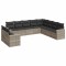 Set canapele de gradina cu perne 10 piese gri deschis poliratan