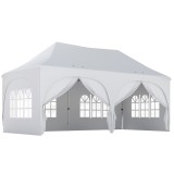 Outsunny Gazebo pliabil 3x6 m, cu pereți detașabili, saci cu nisip, geantă de transport și protecție UV30+, gri deschis/alb | Aosom Romania