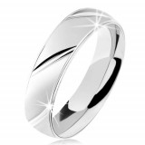 Inel din argint 925, suprafață mată, caneluri diagonale lucioase - Marime inel: 65