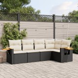 Cumpara ieftin Gossi set mobilier de gradina cu perne, 5 piese, negru, poliratan