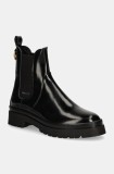 Gant ghete chelsea de piele Aligrey femei, culoarea negru, cu toc plat, 29551762 G00