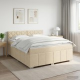 Cumpara ieftin Pat boxspring cu saltea cu headboard Crem 160 x 200 cm Tesatura