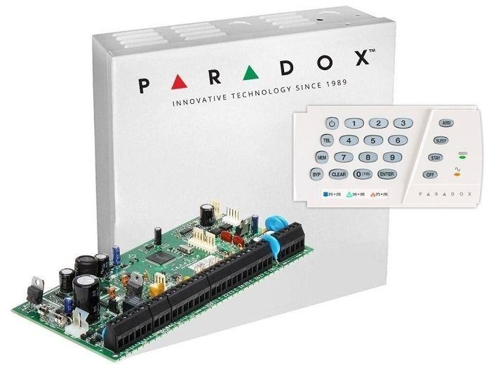 Centrala Paradox SP6000+; 8 zone pe placa (16 cu dublare zona ATZ);2 PGM pe