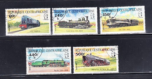 A12 S5 2 - Timbre foarte vechi - Africa centrala - locomotive