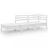 Set mobilier de gradina, 3 piese, alb, lemn masiv de pin