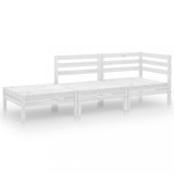 Set mobilier de gradina, 3 piese, alb, lemn masiv de pin