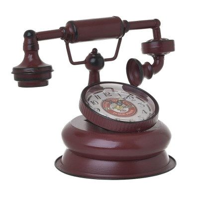 Ceas de birou Antique Telephone Burgundy 21 x 21 cm foto