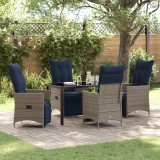 Set dining vidaXL cu 5 piese cu perne gri ratan poliester