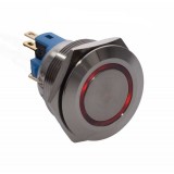 Buton prin Apasare Metalic cu Diametru 25mm elSales ELS-GQ25, Lumina Led Rosie, Tensiune Alimentare 24 V,