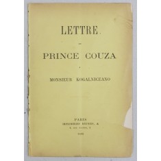 LETTRE DU PRINCE COUZA A MONSIEUR KOGALNICEANO - PARIS, 1888