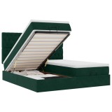 Cumpara ieftin Cadru de pat otoman cu saltele Verde inchis 160x200cm catifea