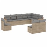 Cumpara ieftin Set canapele de gradina cu perne, 10 piese, bej, poliratan