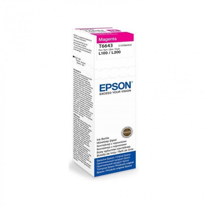 Cartus cerneala epson t6643 magenta capacitate 70ml pentru echipamente ciss l100/l110/l200/l210/l300/l355/l550