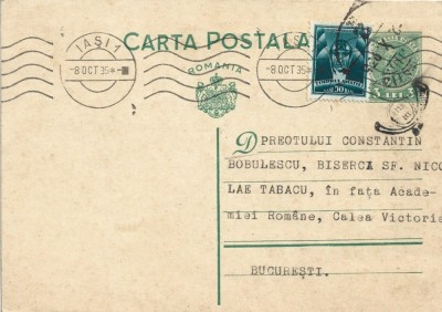 A4049N Ștefan Berechet, Iași, carte poștală către Constantin Bobulescu, 1935 foto