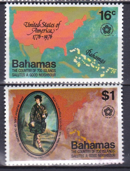 DB1 Bahamas 1976 Bicentenial SUA 2 v . MNH
