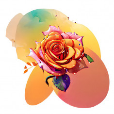 Sticker decorativ, Trandafir, Portocaliu, 62 cm, 8407ST foto