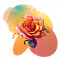 Sticker decorativ, Trandafir, Portocaliu, 62 cm, 8407ST