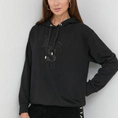 Luisa Spagnoli bluza femei, culoarea negru, cu imprimeu
