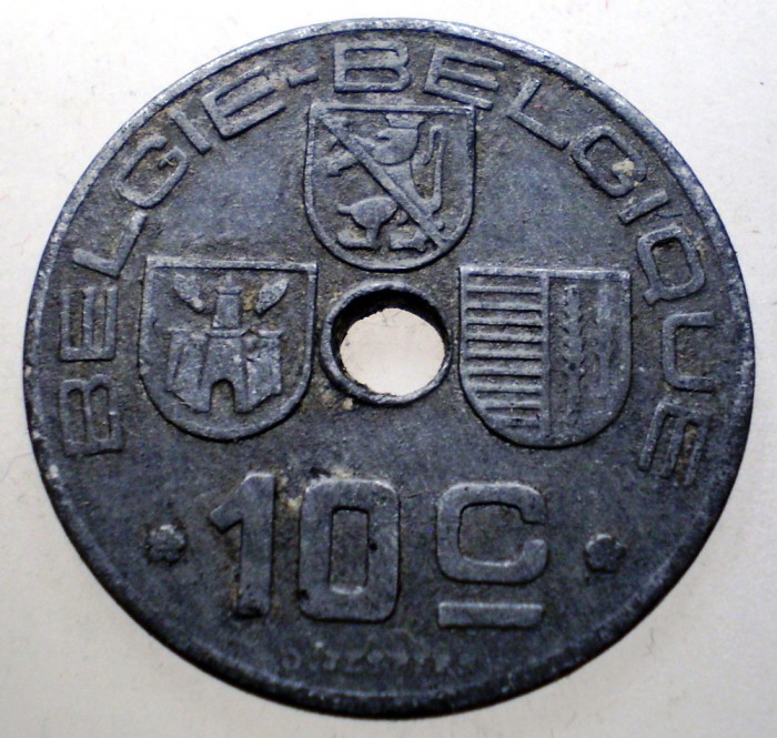 7.318 BELGIA WWII 10 CENTIMES 1944