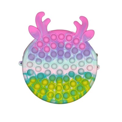 Jucarie antistres din silicon Flippy, Geanta Pop It, 18 cm, Ren, Macarons foto