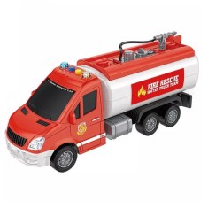Masina pompieri 29 cm cu sunete, lumini si furtun apa, rosu