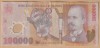 (4) BANCNOTA ROMANIA - 100.000 LEI 2001 (2003), POYMER, PORTRET NICOLAE GRIGORESCU
