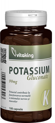 Potasiu (Gluconate) 99mg 100cps - Supliment Alimentar Esențial foto