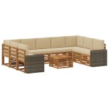 vidaXL Seturi de canapele 10 pcs Natural și Bej Lemn Solid de Acacia 3384879