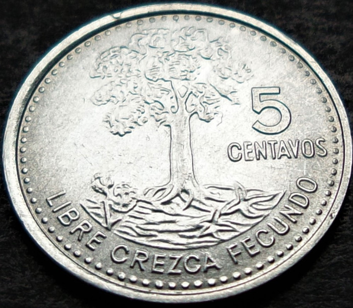 Moneda exotica 5 CENTAVOS - GUATEMALA, anul 2012 * cod 1227 = A.UNC