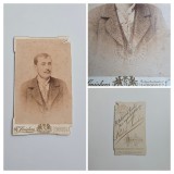 Fotografie de colectie CDV Atelier Robert Smicheus (Smichens), Klebovich Laszlo (act de identitate caile ferate), Oravicza, Oravita, Romania, ca. 1890