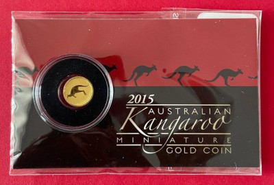 AUSTRALIA 2015 -2 Dolari Aud - AUR 99,99% / 0,5 gr/11,6 mm &amp;ldquo;Mini Kangaroo&amp;rdquo; PROOF foto