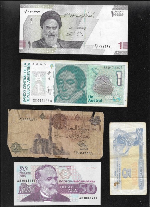 Set 5 bancnote de prin lume adunate (cele din imagini) #177