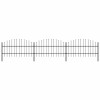 VidaXL Gard de grădină cu v&acirc;rf suliță, negru, (0,75-1) x 5,1 m, oțel