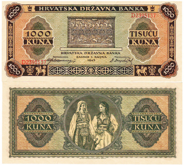 Croatia 1 000 Kuna 1943 P-12 UNC