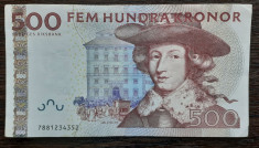 (1) BANCNOTA SUEDIA - 500 KRONOR, PORTRET CARL XI, VALOARE NOMINALA MARE foto