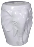 Scaun ceramica asiatica alba cu elefant PIN018, Decorative