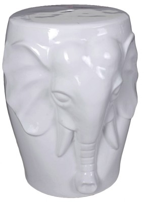 Scaun ceramica asiatica alba cu elefant PIN018 foto