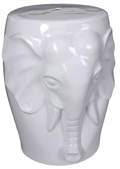 Scaun ceramica asiatica alba cu elefant PIN018