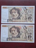 Lot 100 franci 1989 Franta UNC consecutive