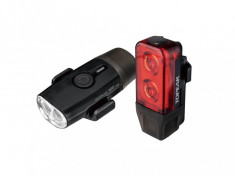 Faruri Set Topeak PowerLux Combo TMS098, Fata HeadLux 100Usb, Spate TailLux 25 Usb - Negru-Rosu foto