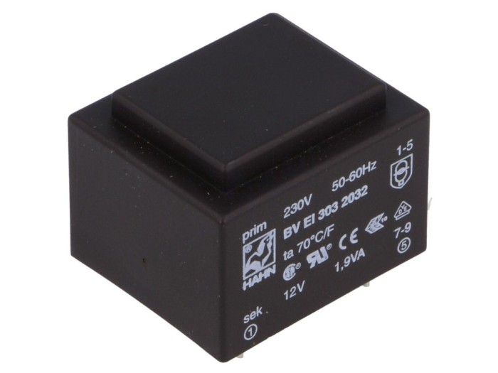 Transformator PCB 230V 12V, 1.9VA
