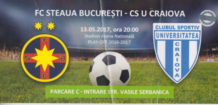 QW13 8 - Bilet acces parcare - FCSB Steaua - Universitatea Craiova - 13 05 2017