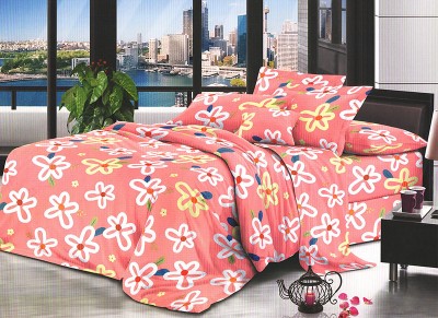 Lenjerie de pat pentru o persoana cu husa elastic pat si fata perna patrata, Delicia, bumbac mercerizat, multicolor foto