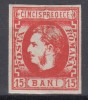ROMANIA 1869 LP 27 REGELE CAROL I CU FAVORITI 15 BANI ROSU GUMA ORIGINALA FOARTE USOARA URMA SARNIERA, Nestampilat