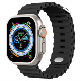 Curea silicon TU&amp;YA&reg; Premium, pentru Apple Watch 8/7/6/5/4/3, Display 49/45/44/42 mm, Negru