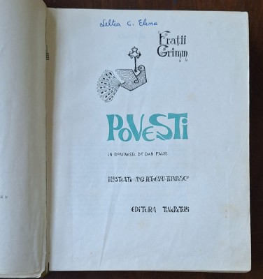 Frații Grimm &amp;ndash; Povești, ET 1965, cartonat mare 26&amp;times;20 cm &amp;ndash; il. Ang(i) Petrescu-Țipărescu foto