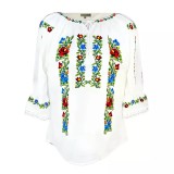 Cumpara ieftin Bluza Tip Ie Traditionala Rosie cu Motiv Floral Multicolor de Dama - IMS147