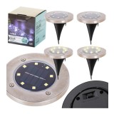 Set 4 lampi solare alb cald, cu senzor de lumina si 8 leduri cu fixare in soare