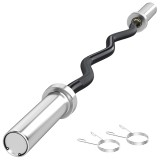 SPORTNOW Bară de Greutăți din Oțel 120 cm Bară Curl EZ cu 2 Capse &Icirc;ncărcare 100 kg pentru Discurile de &Oslash;5 cm Negru și Argintiu | Aosom Romania