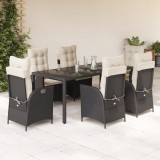 vidaXL Set mobilier de grădină cu perne, 7 piese, negru, poliratan 3213064